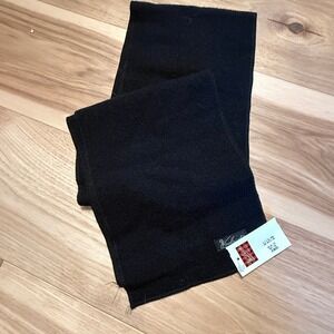 Vintage 70s Woolrich Scarf Black Wool Blend Made in USA NWT Cabincore Deadstock
